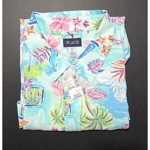 PLACE Adult Hawaiian Floral Short Sleeve Button-Up Shirt Size XXXL